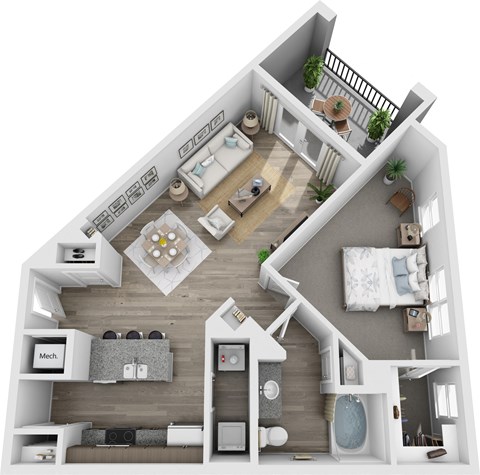 a floor plan of a house with a bedroom and a living room
